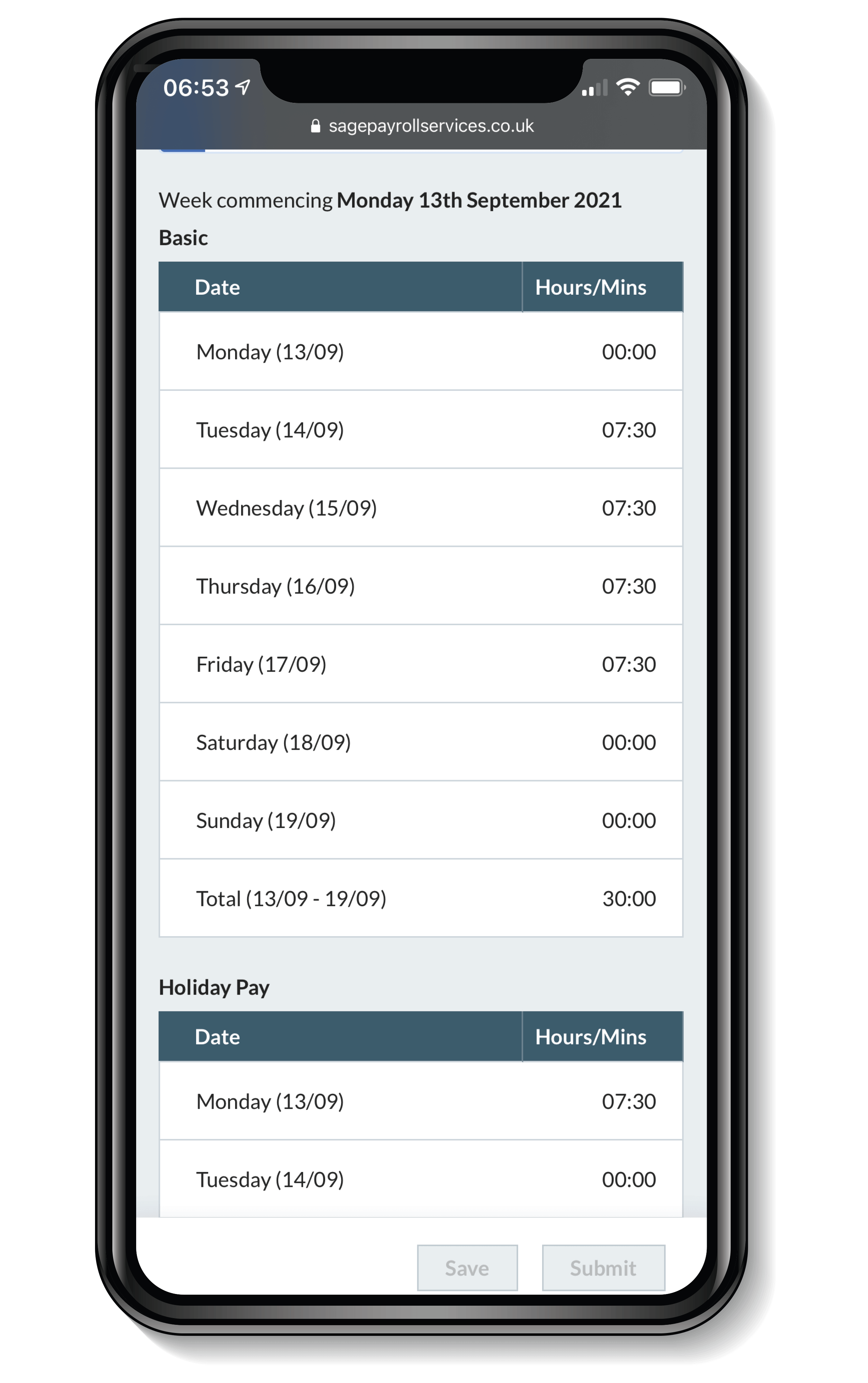 LiCa Phone Timesheet